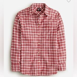 J. Crew Women’s Red Plaid Flannel Button-Down Shirt